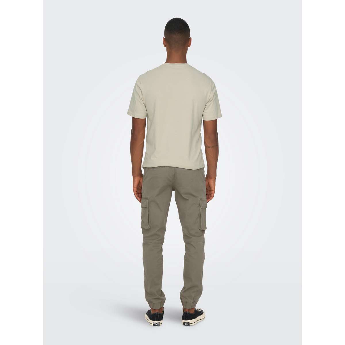 ONLY & SONS MEN΄S TAPERED FIT COTTON ELASTICATED HEMS TROUSERS 22016687 FALCON BROWN
